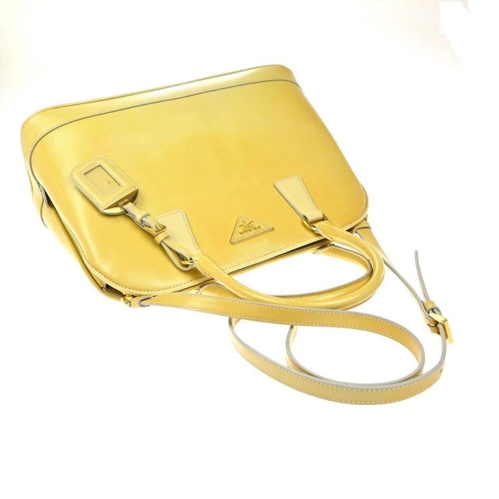 PRADA MILANO 2Way Shoulder Hand Bag Promenade Saffiano Leather Yellow 76EG323 - Picture 5 of 16